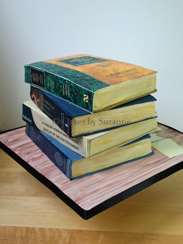 stack of books birthday cake 