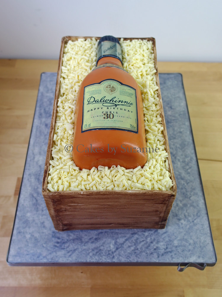 whisky bottle crate birthday cake