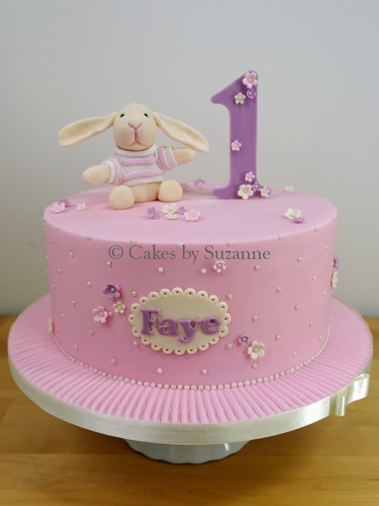 1st birthday cake pink lilac bunny