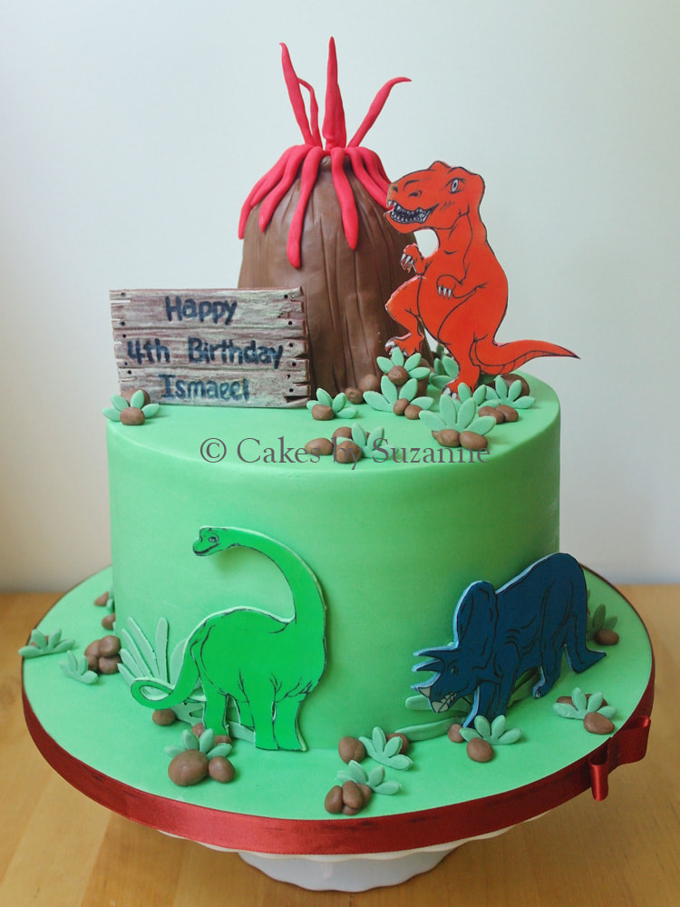 dinosaur volcano 4th birthday cake