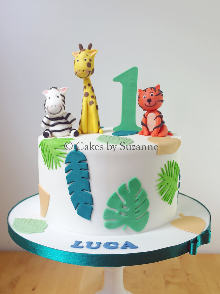 jungle animals 1st birthday cake