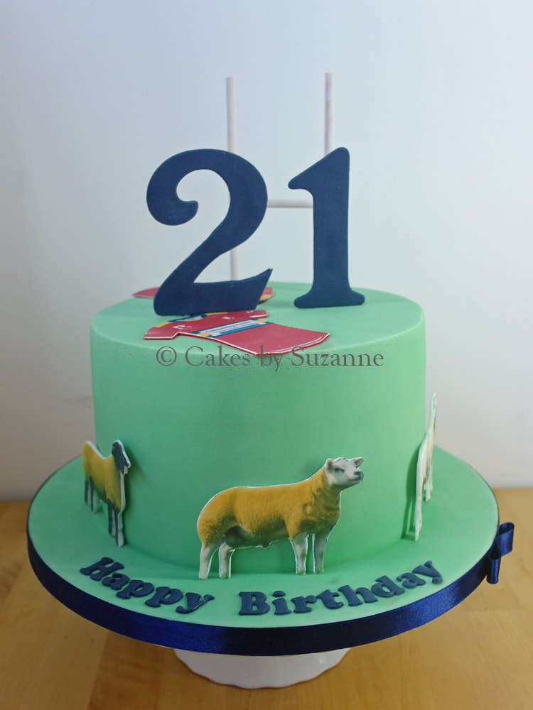 rugby and sheep 21st birthday cake