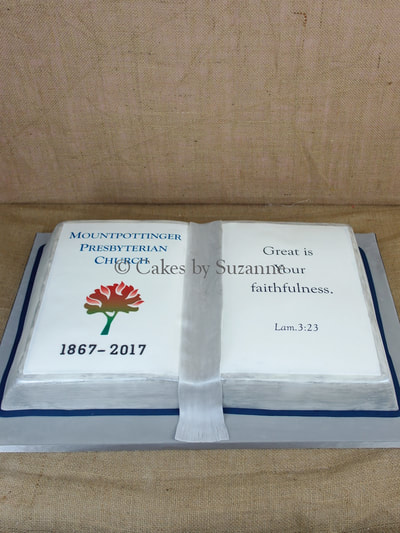 open book Bible anniversary celebration cake