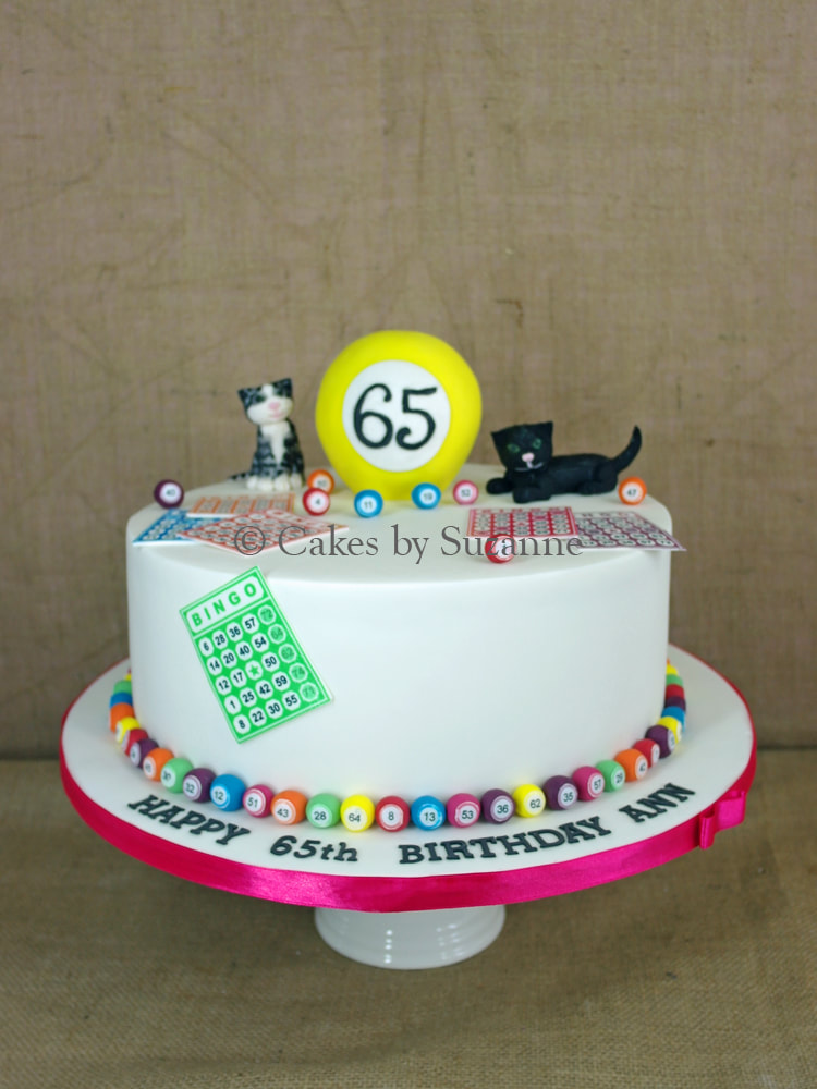 65th birthday cake bingo cats
