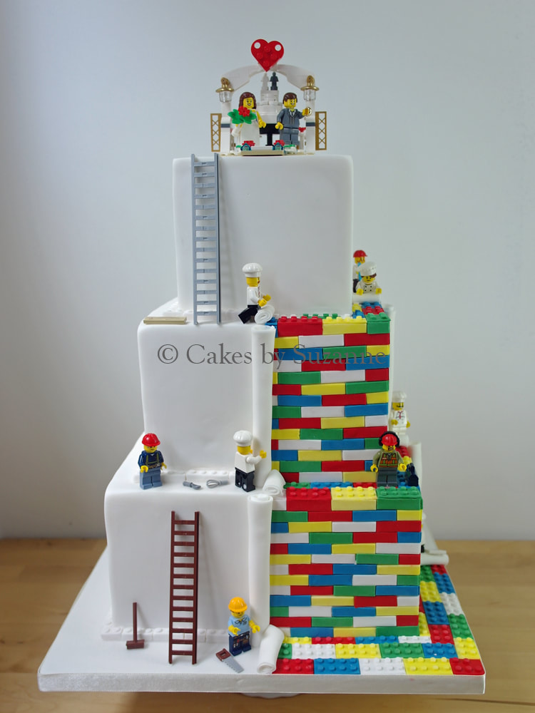 three tier square Lego wedding cake 