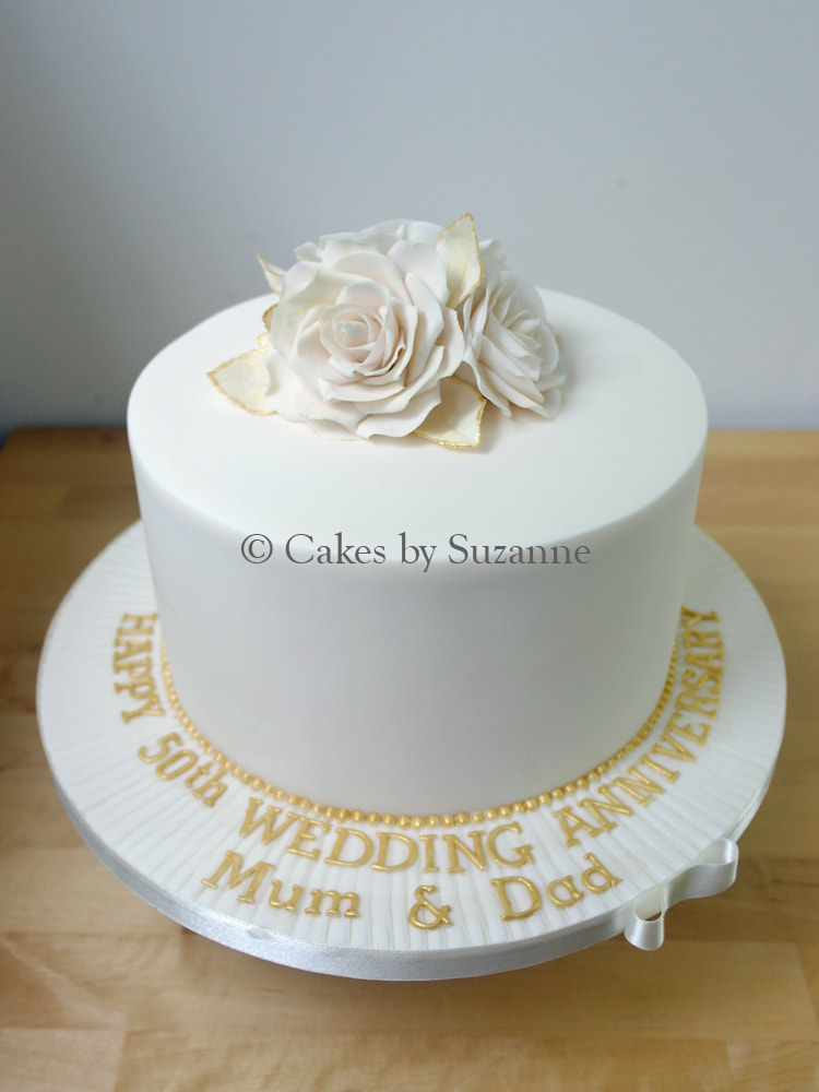 50th golden wedding anniversary cake rose 