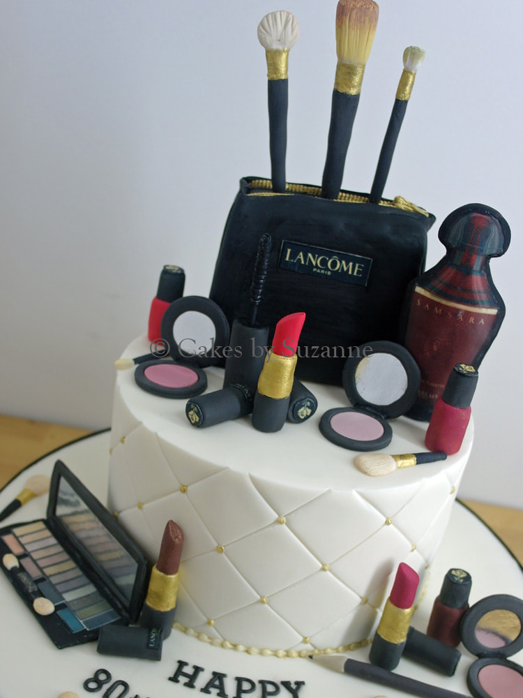 round birthday cake Lancome makeup Samsara perfune