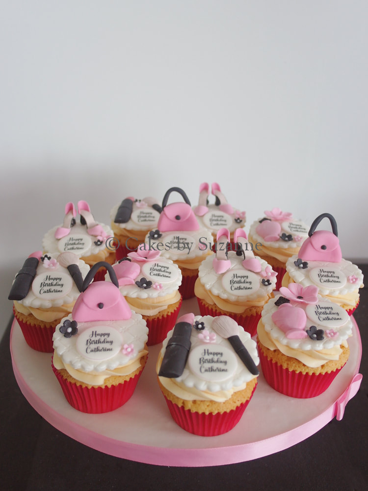 shoe handbag makeup birthday cupcakes pink black
