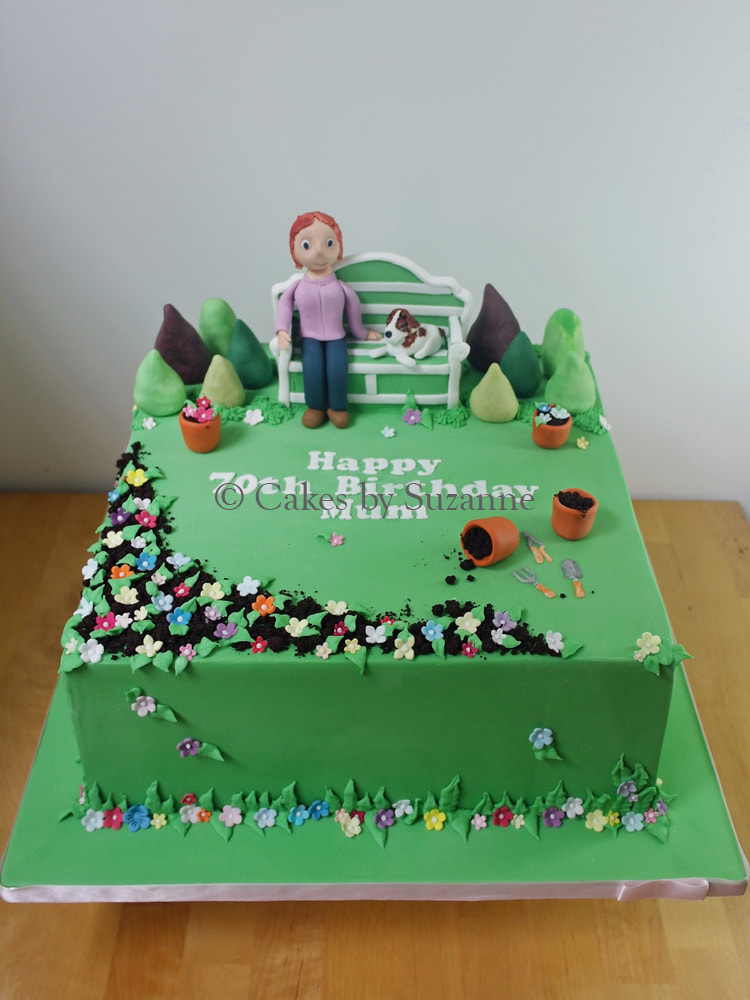 gardening theme 70th birthday cake 