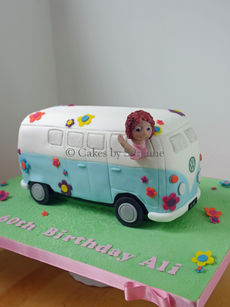 VW volkswagen camper van 60th birthday cake floral