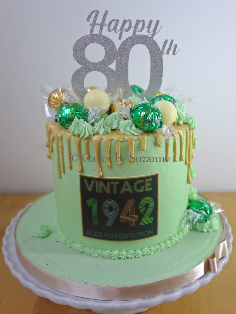 80th birthday drip effect cake vintage 1942