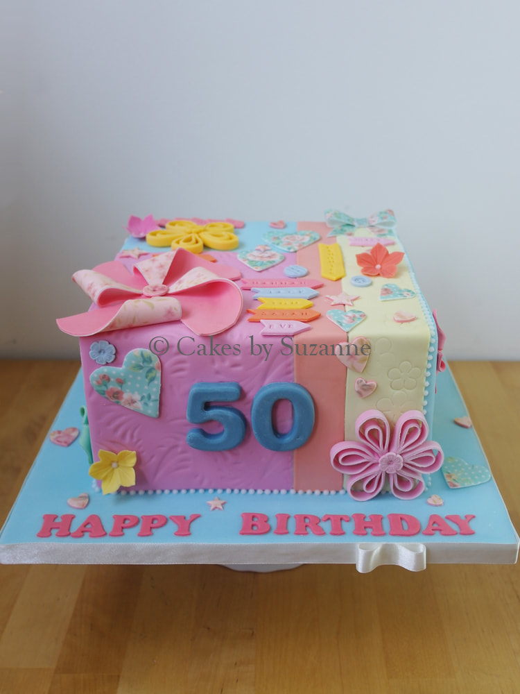 scrapbooking  and paper craft themed cake for a 50th birthday
