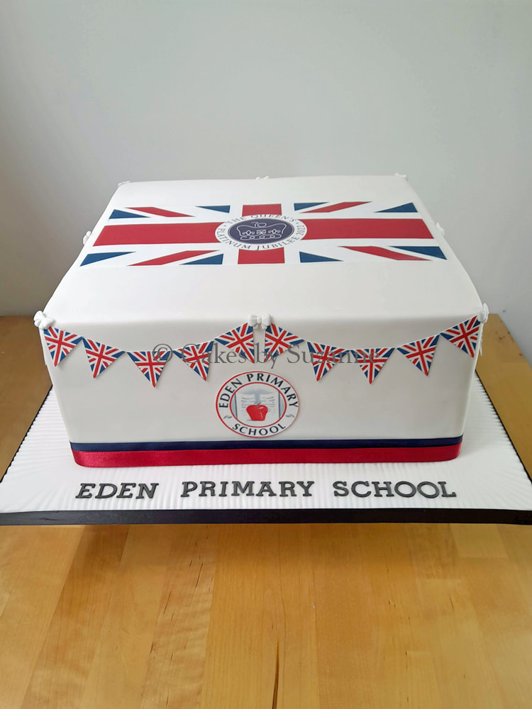 special cake to celebrate the late Queen Elizabeth II platinum jubilee at Eden Primary School