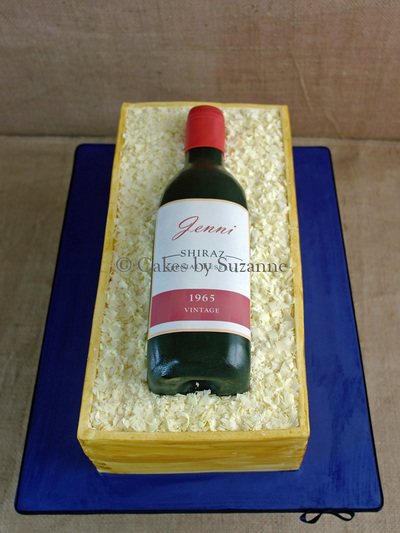 Shiraz wine bottle crate birthday cake