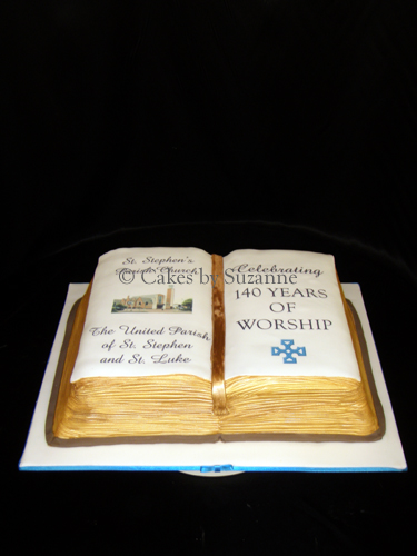 open book Bible celebration anniversary church cake