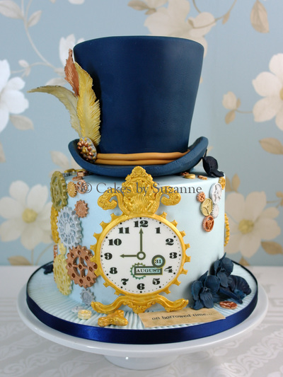 Steampunk clock anniversary business celebration cake